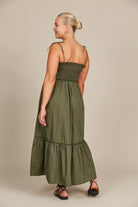 Remi Shirred Maxi - Olive - Isle of Mine Clothing - Dress Strappy Maxi