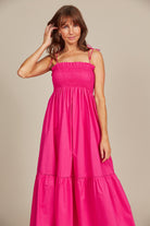 Remi Shirred Maxi - Raspberry - Isle of Mine Clothing - Dress Strappy Maxi