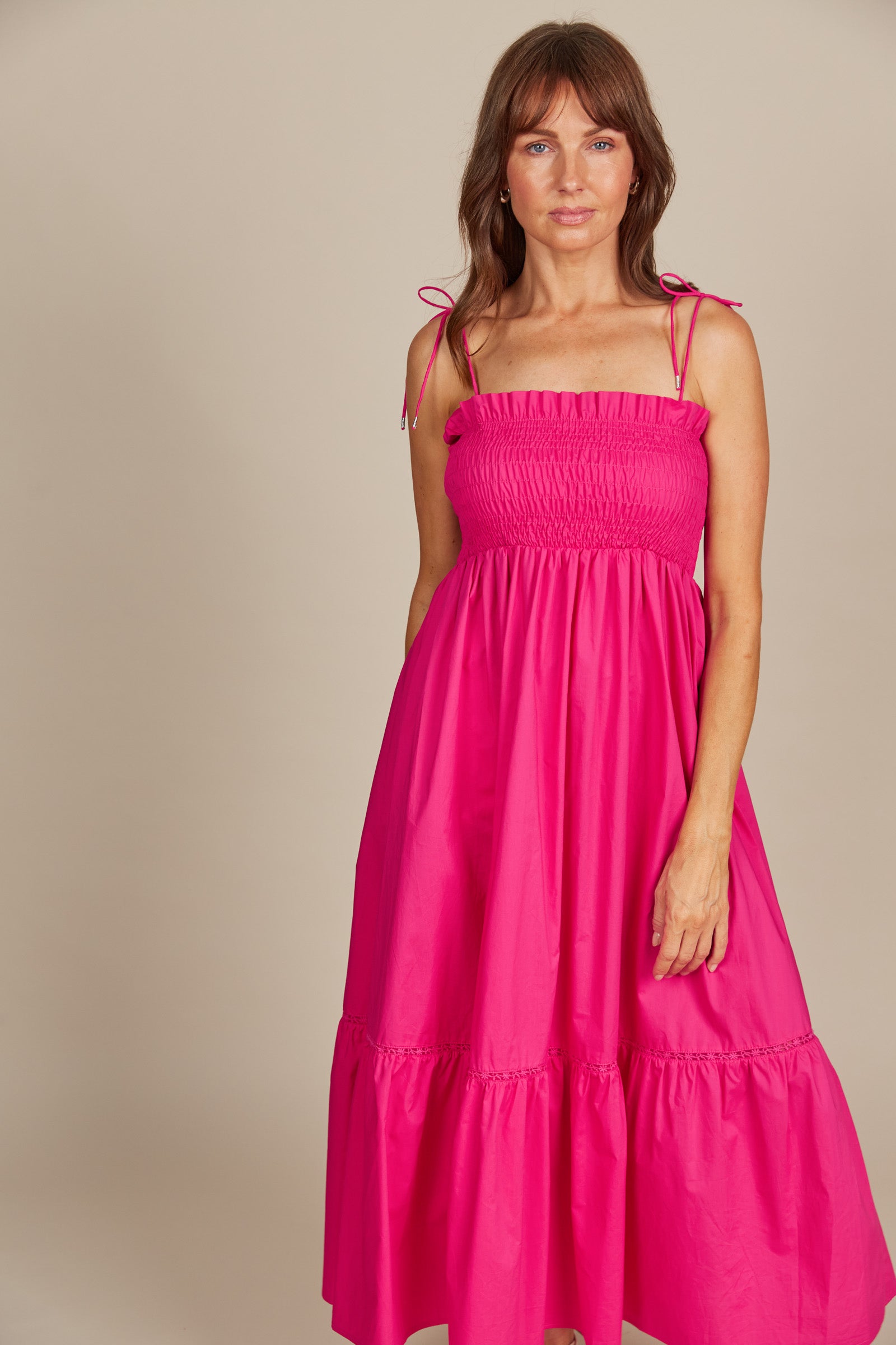 Remi Shirred Maxi - Raspberry - Isle of Mine Clothing - Dress Strappy Maxi