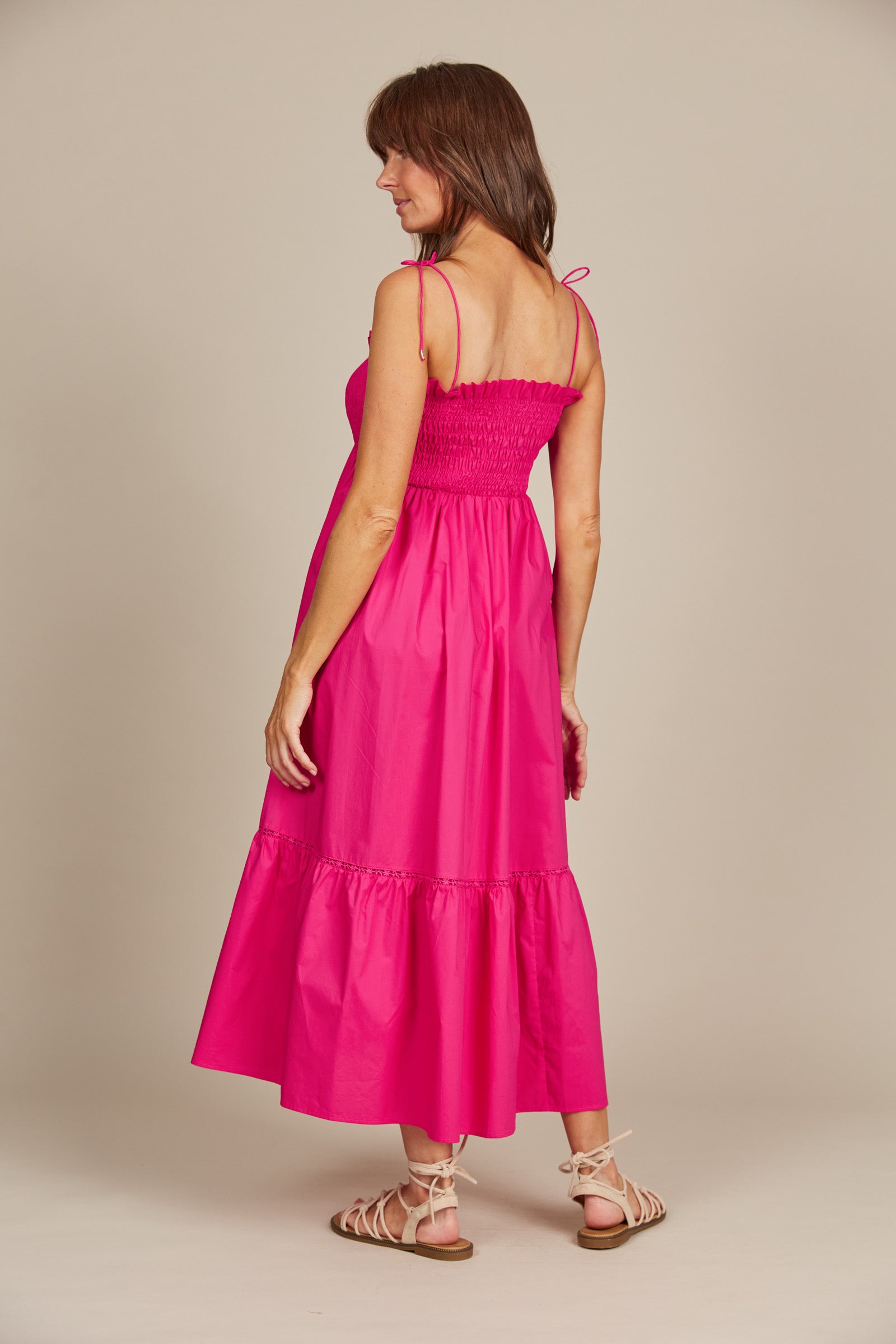 Remi Shirred Maxi - Raspberry - Isle of Mine Clothing - Dress Strappy Maxi