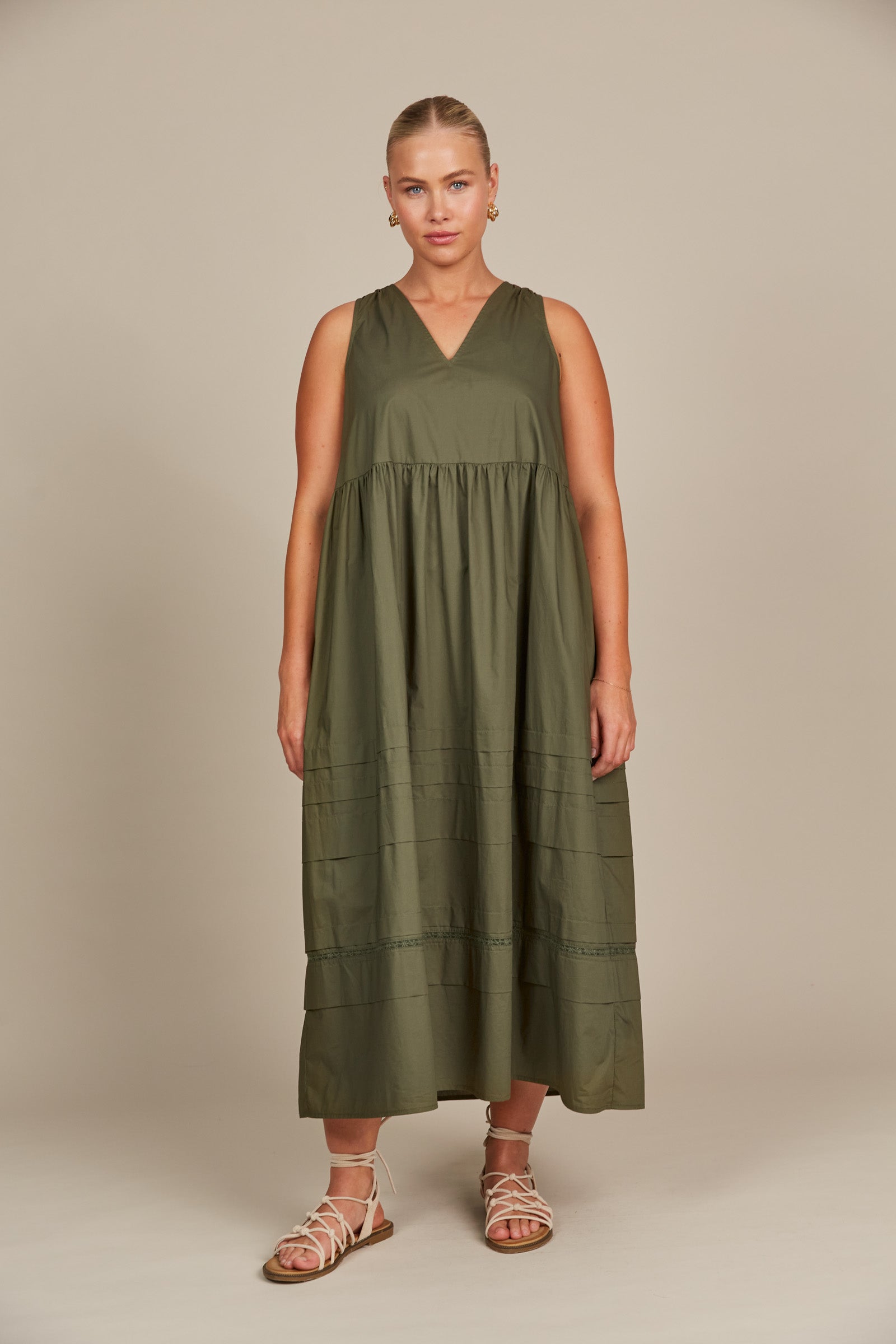 Remi Tank Dress - Olive - Isle of Mine Clothing - Dress Strappy Maxi