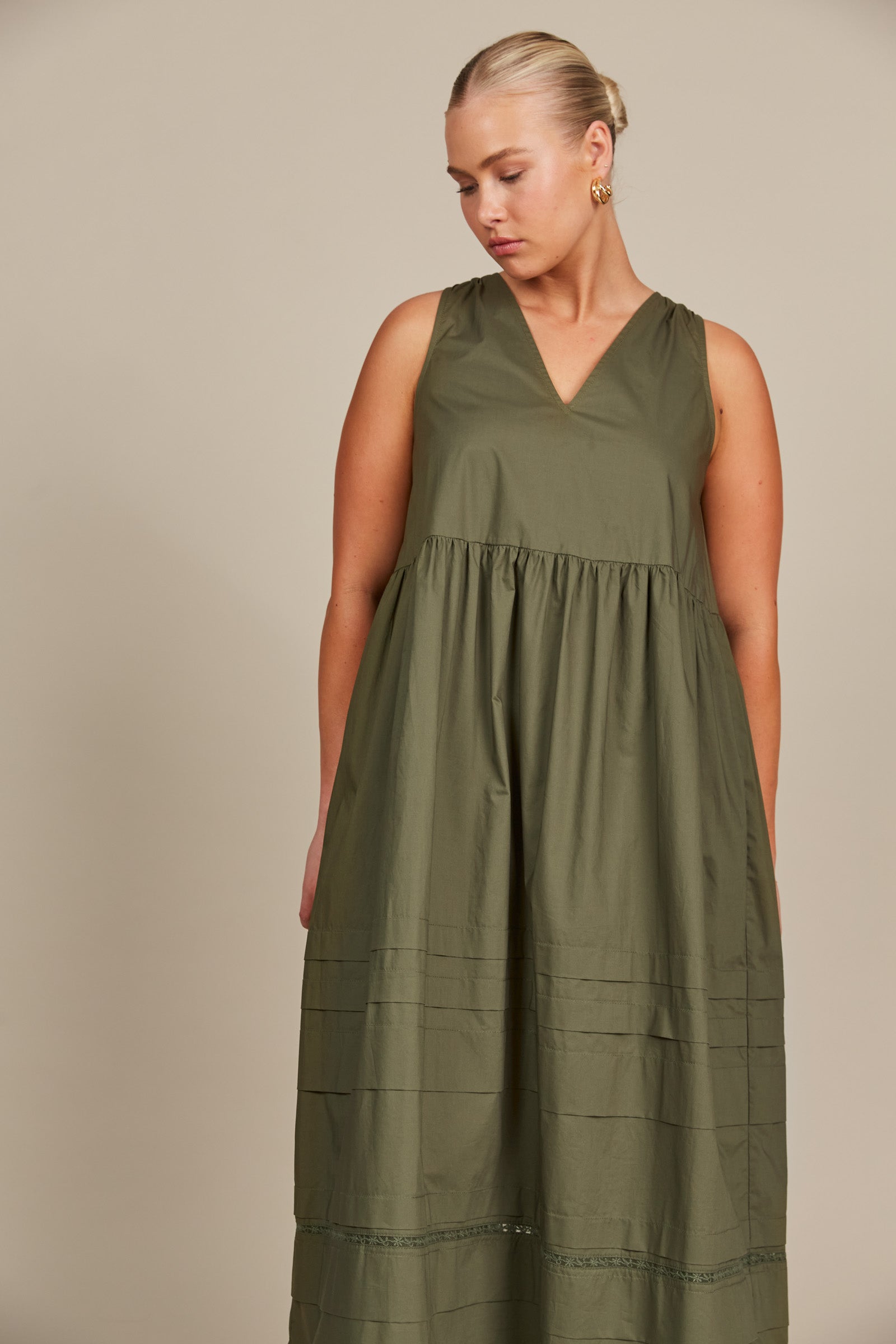 Remi Tank Dress - Olive - Isle of Mine Clothing - Dress Strappy Maxi