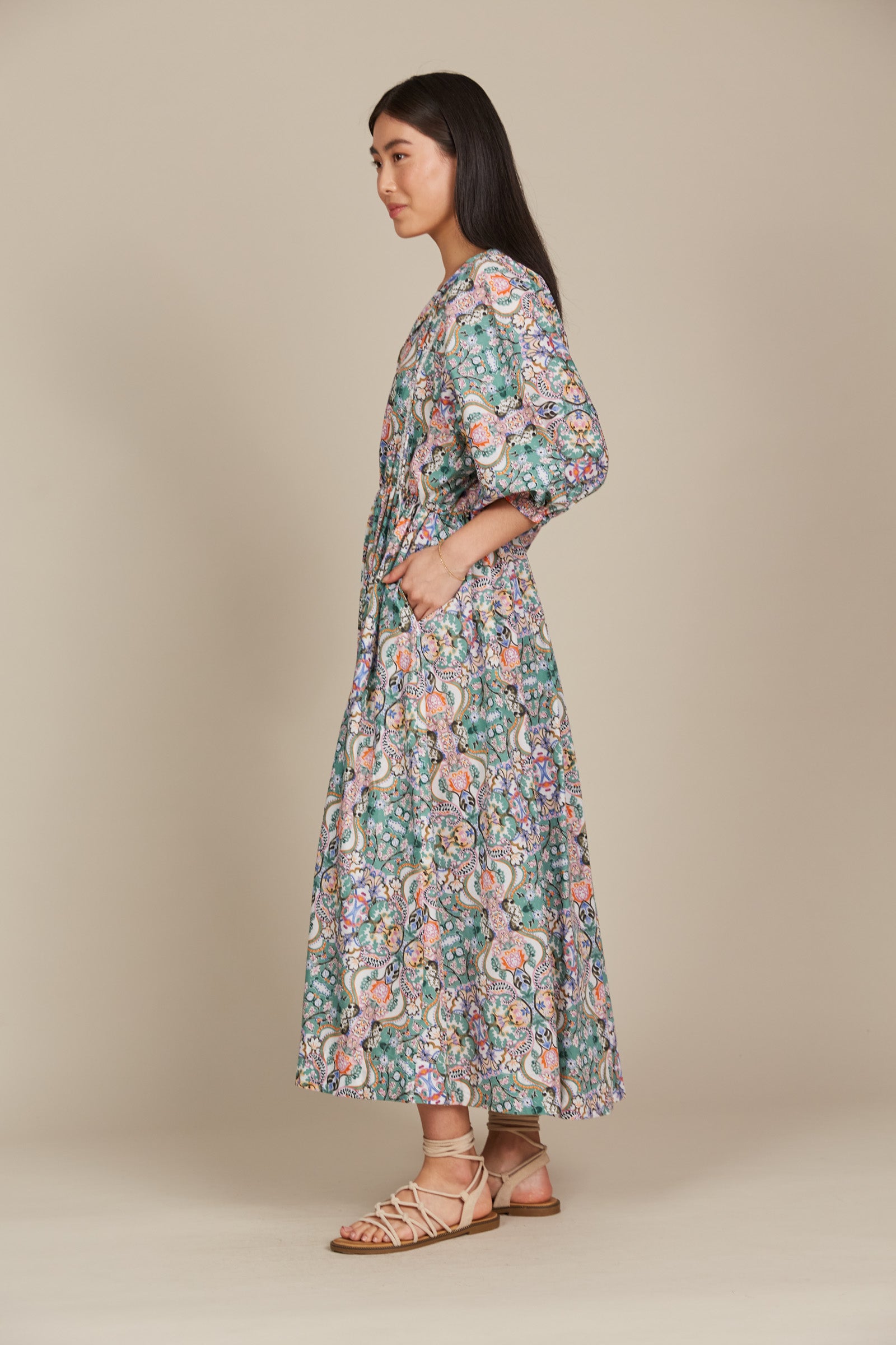 Remi Maxi - Lotus Fleuron - Isle of Mine Clothing - Dress Mid