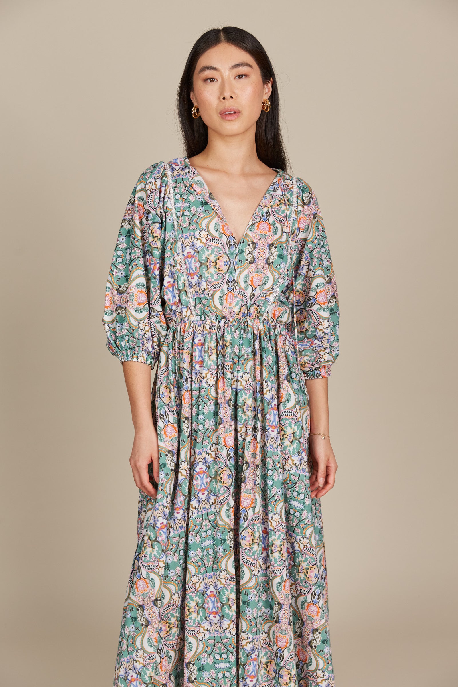 Remi Maxi - Lotus Fleuron - Isle of Mine Clothing - Dress Mid