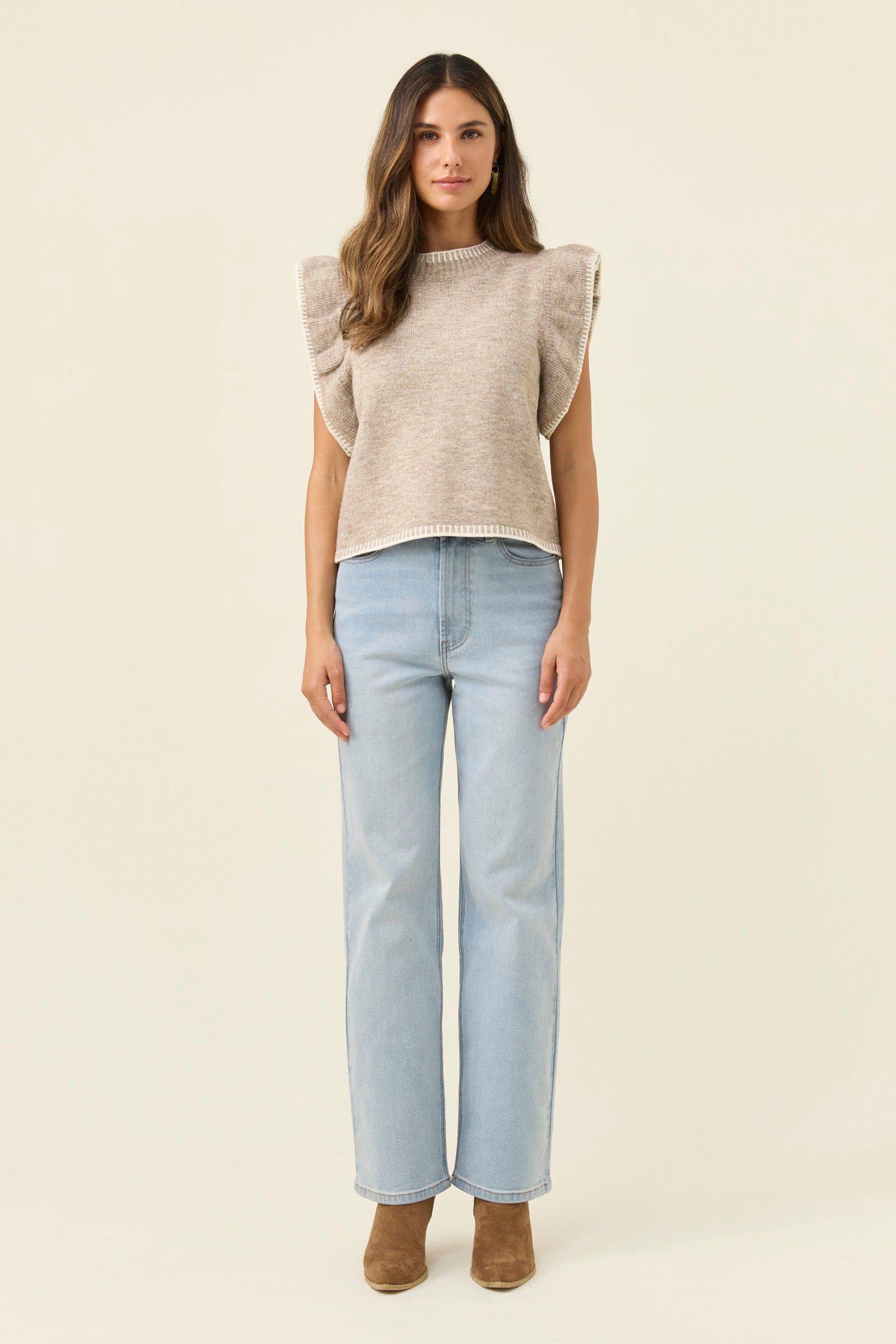 Athena Frill Knit Top - Stone – Isle of Mine