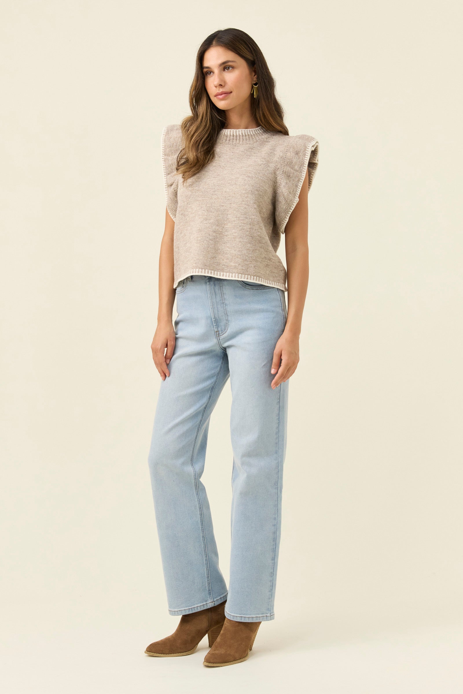 Athena Frill Knit Top - Stone – Isle of Mine