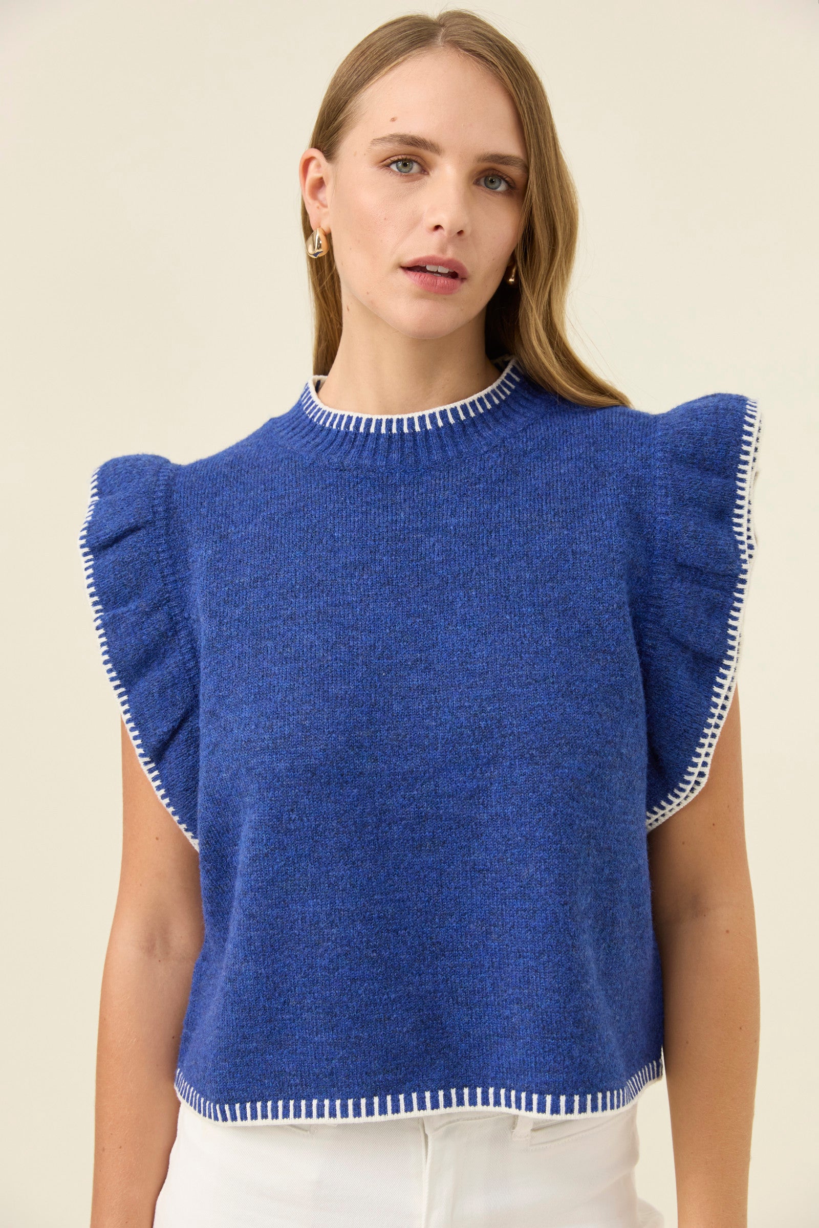 Athena Frill Knit Top - Cobalt – Isle of Mine