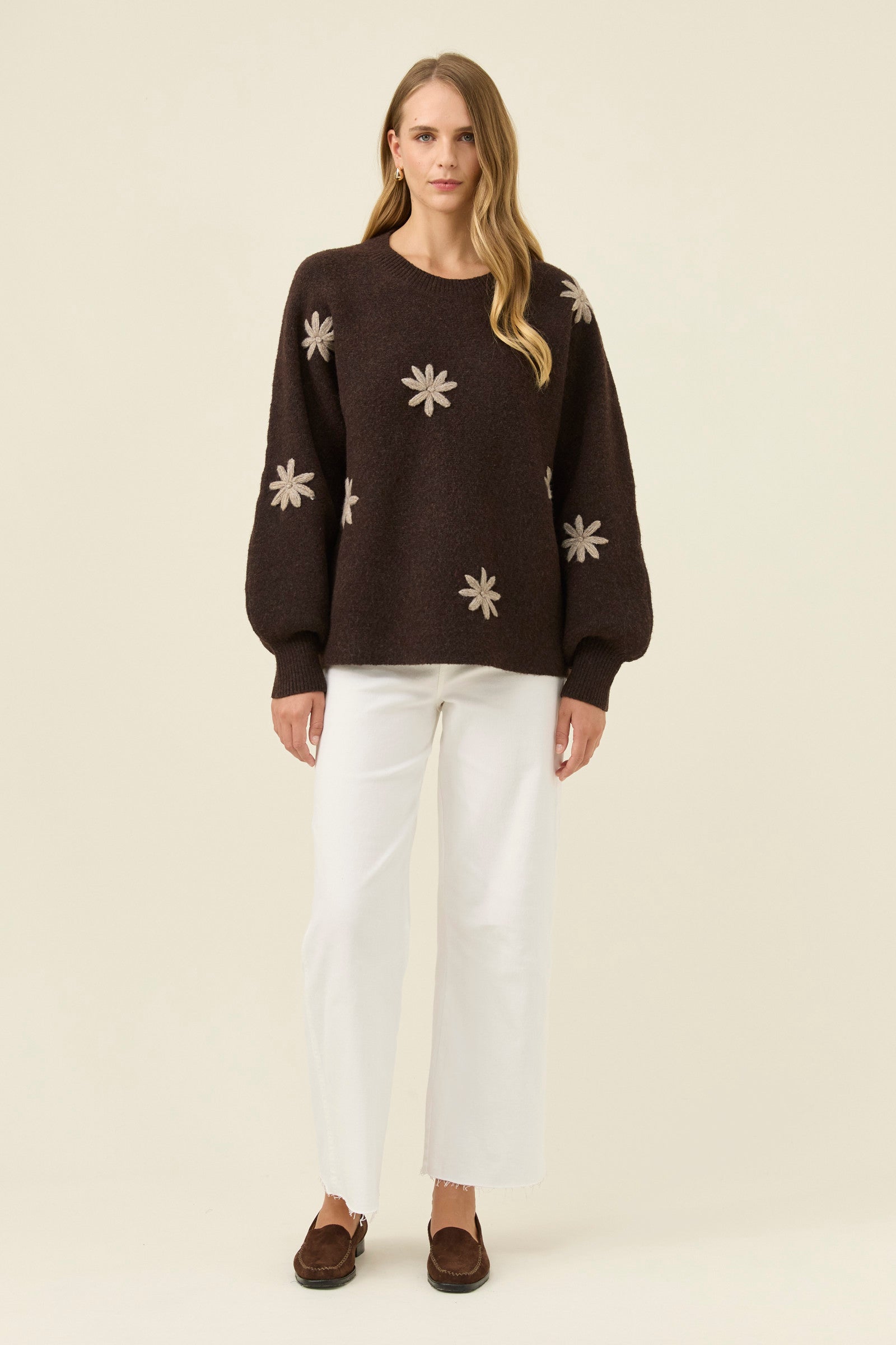 Miru Stitch Flower Jumper - Chocolate – Isle of Mine