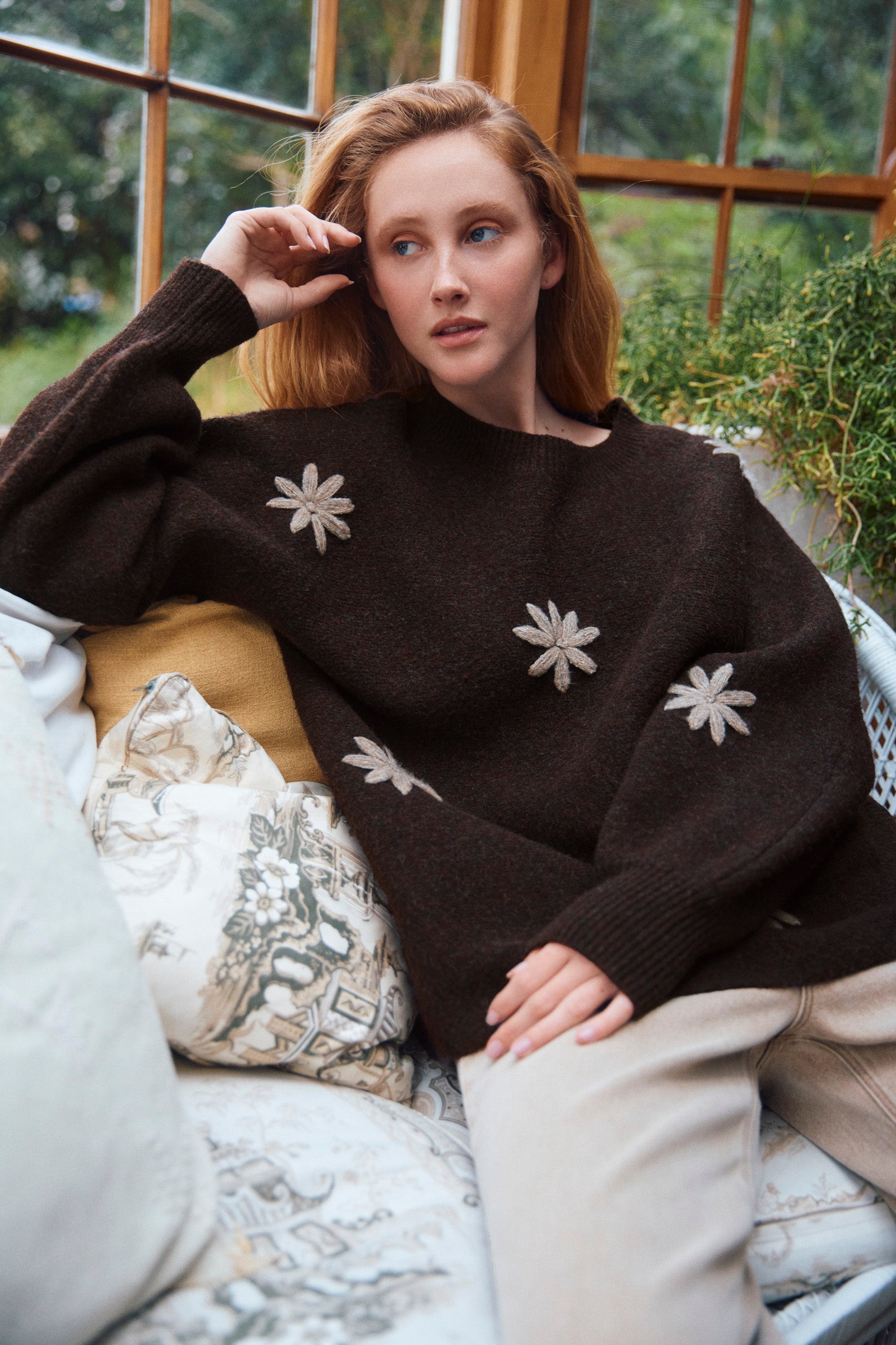 Miru Stitch Flower Jumper - Chocolate – Isle of Mine