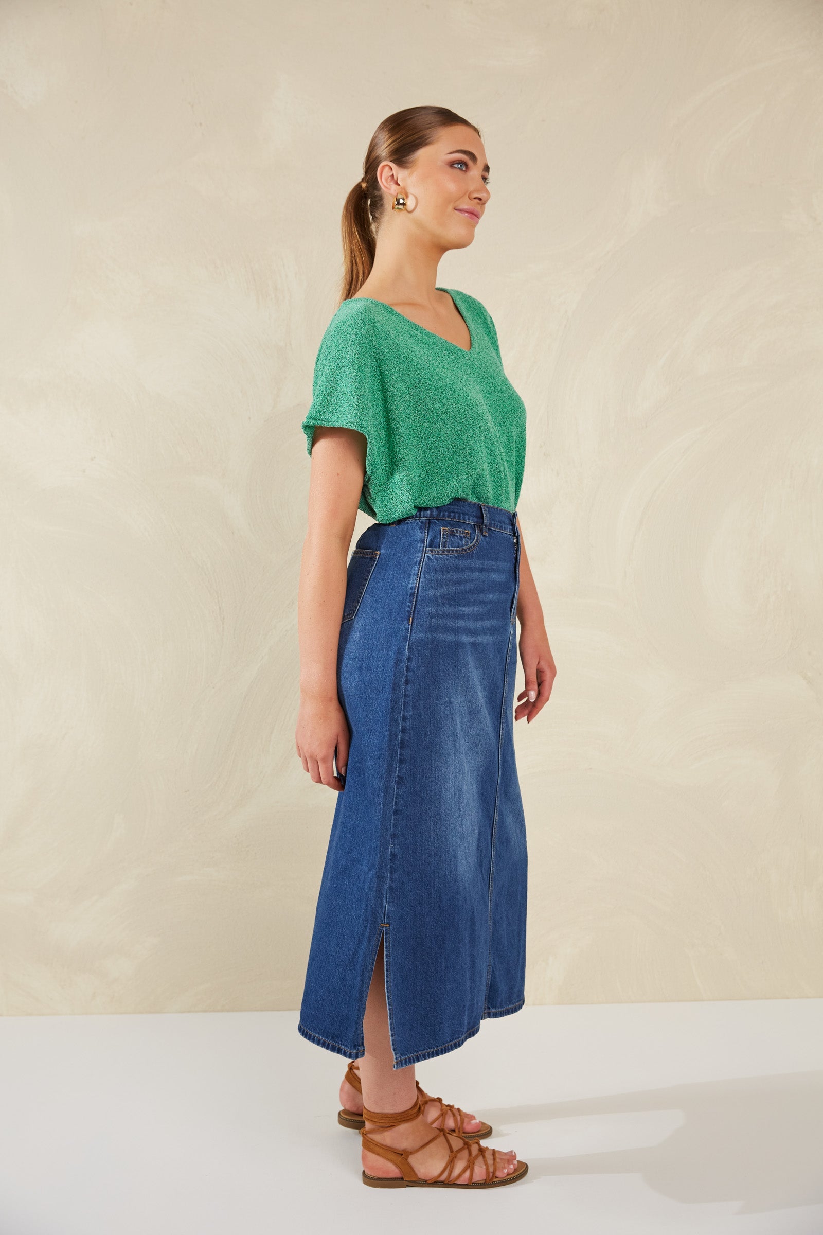 Dalton Denim Skirt - Indigo - Isle of Mine Clothing - Denim Skirt Mid