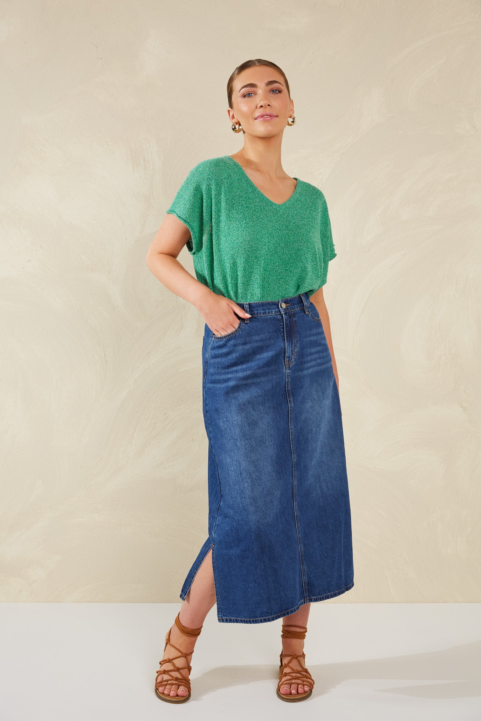 Dalton Denim Skirt - Indigo - Isle of Mine Clothing - Denim Skirt Mid