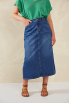 Dalton Denim Skirt - Indigo - Isle of Mine Clothing - Denim Skirt Mid