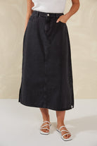 Dalton Denim Skirt - Slate - Isle of Mine Clothing - Denim Skirt Mid