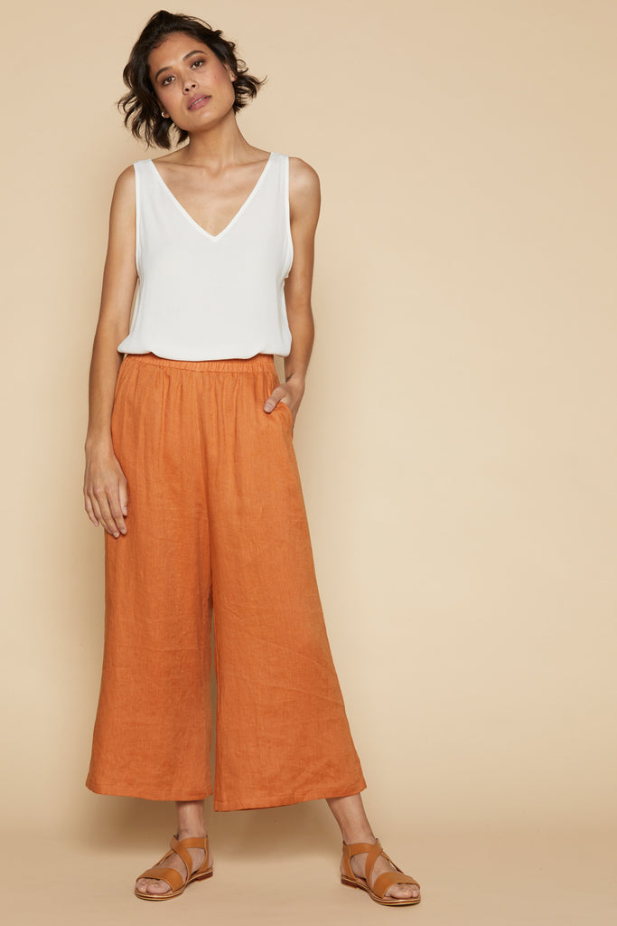 Mystic Crop Pant - Rust - Isle of Mine Clothing - Pant Relaxed Linen
