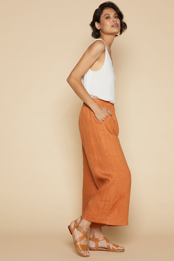 Mystic Crop Pant - Rust - Isle of Mine Clothing - Pant Relaxed Linen