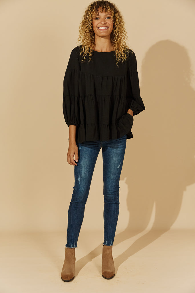 Halcyon Tiered Top - Black - Isle of Mine Clothing - Top L/S