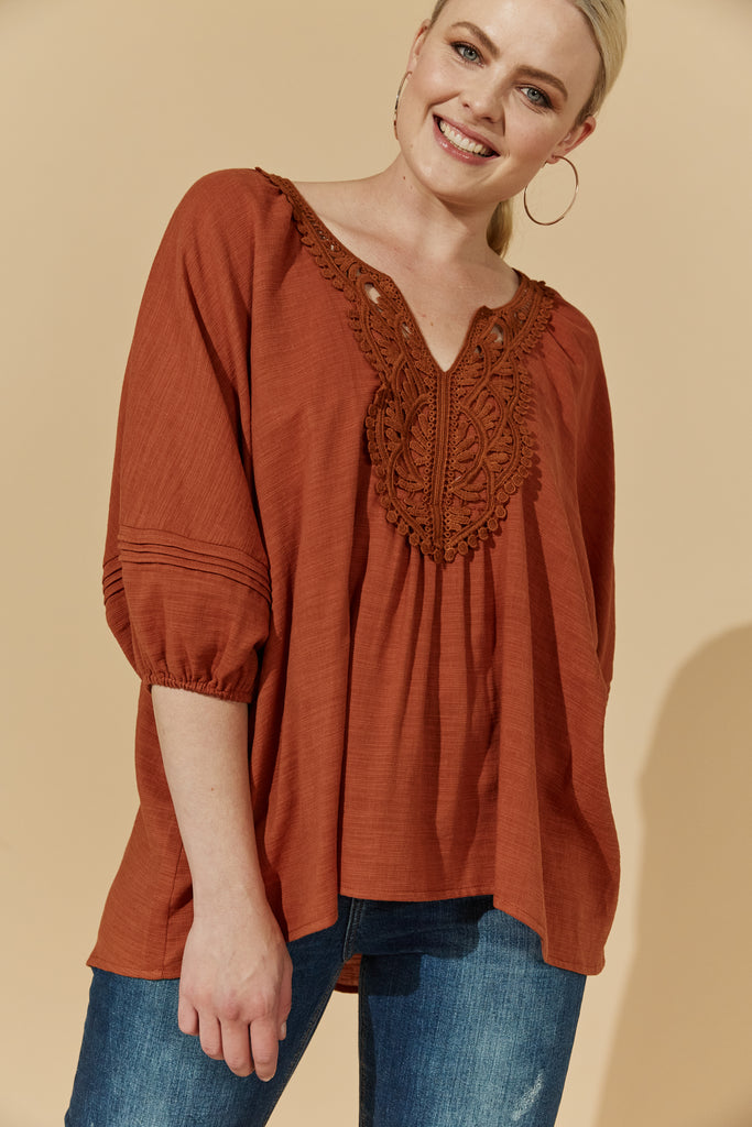 Halcyon Top - Rust - Isle of Mine Clothing - Top S/S One Size