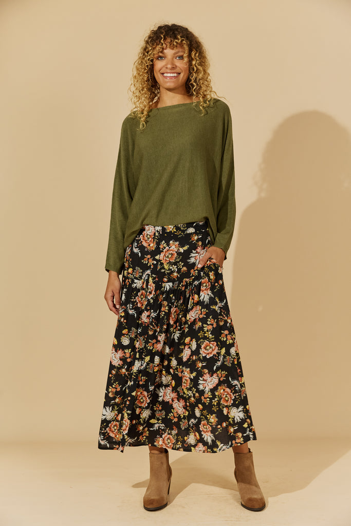Flourish Skirt - Black - Isle of Mine Clothing - Skirt Mid
