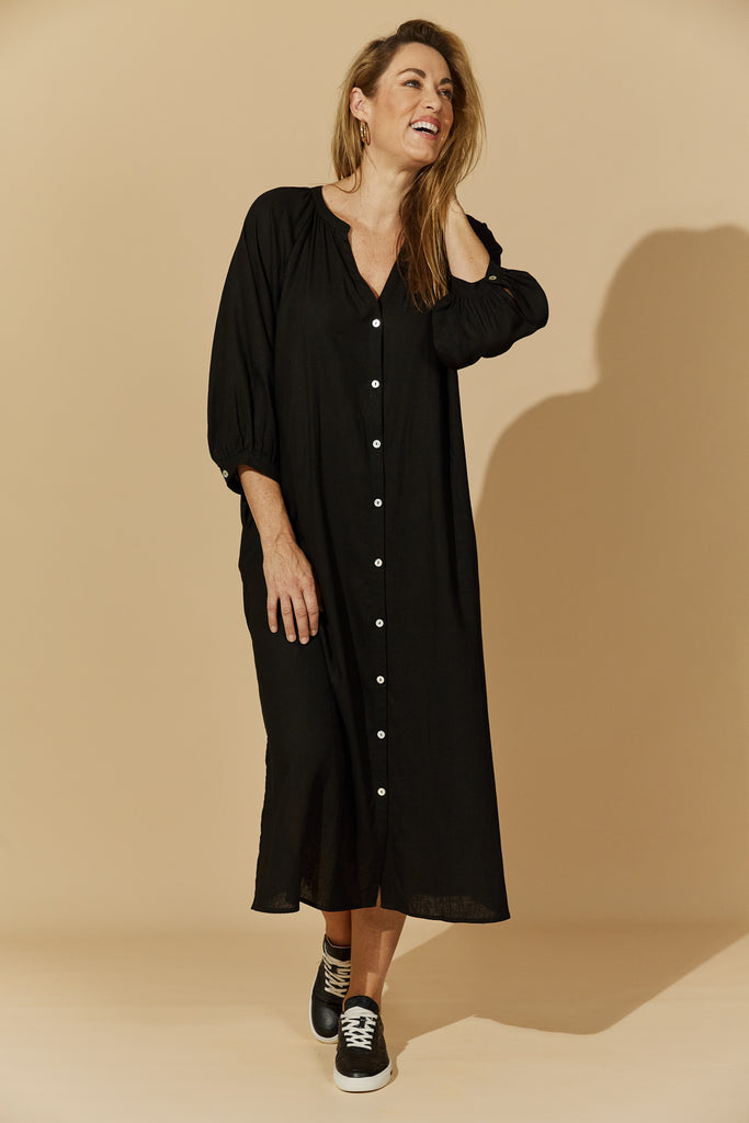 Honour Maxi Dress - Black - Isle of Mine Clothing - Dress Maxi Linen