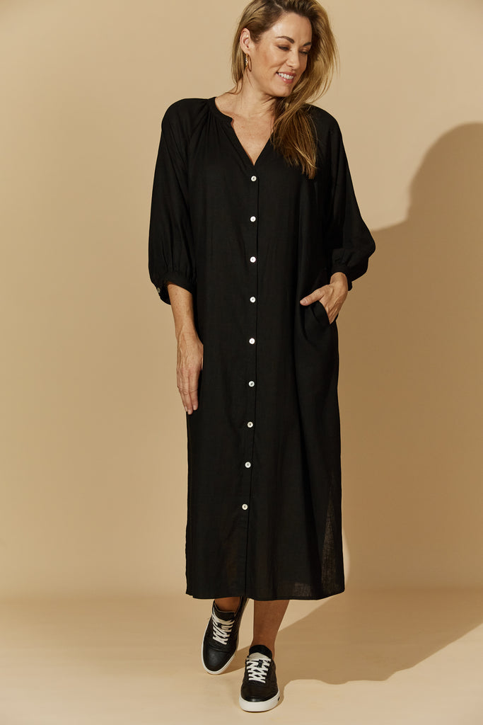 Honour Maxi Dress - Black - Isle of Mine Clothing - Dress Maxi Linen