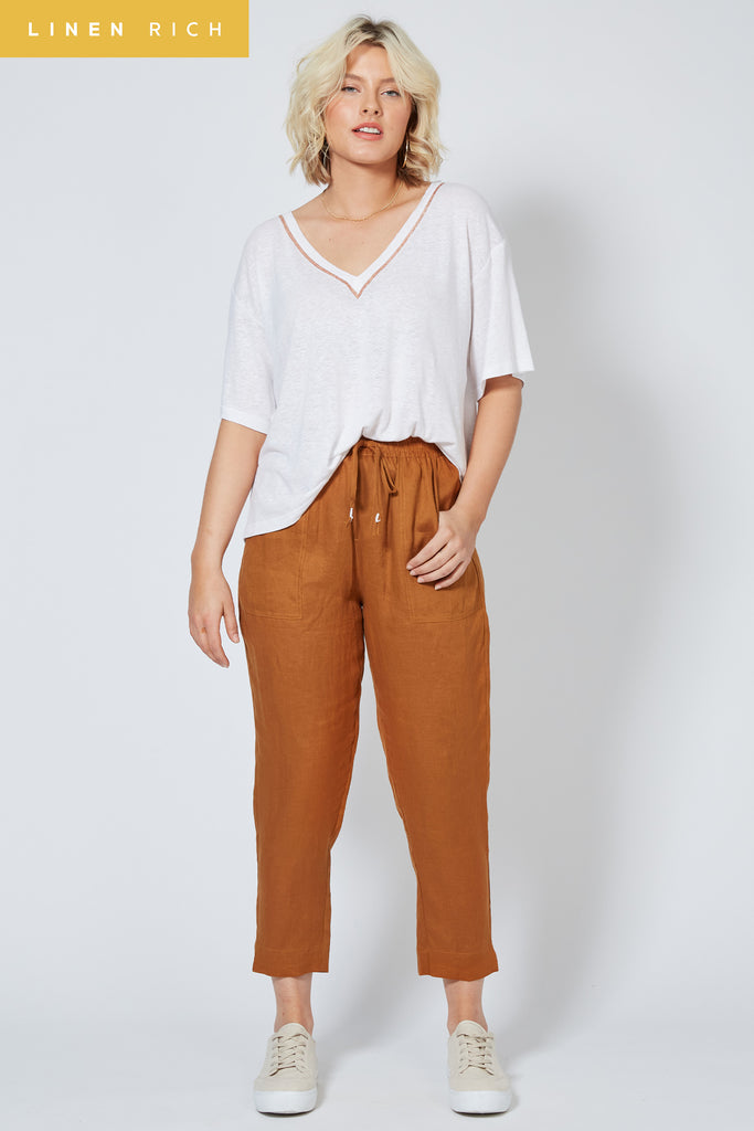Antillia Relaxed Pant - Cinnamon - Isle of Mine Clothing - Pant Relaxed Linen