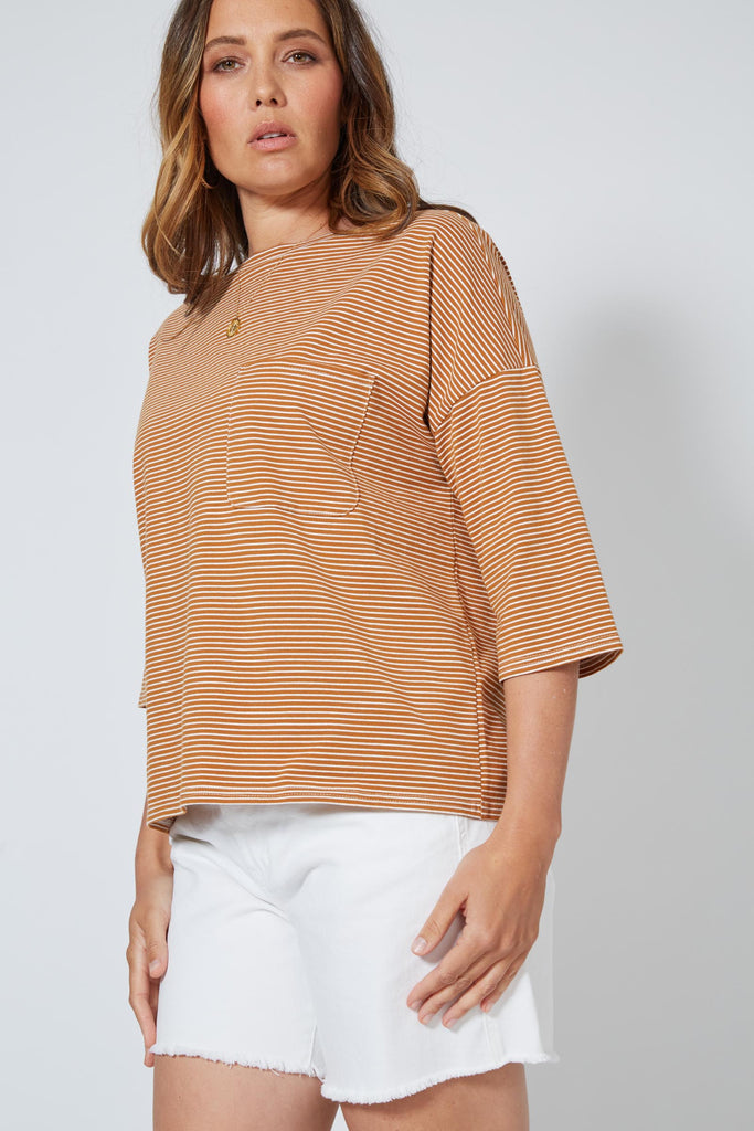 Sunda Box Tee - Cinnamon - Isle of Mine Clothing - Top Tshirt 3/4 Sleeve