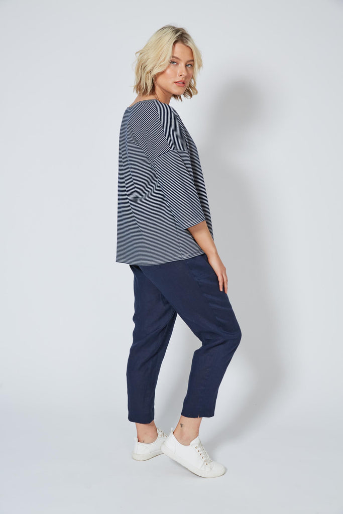 Sunda Box Tee - Indigo - Isle of Mine Clothing - Top Tshirt 3/4 Sleeve