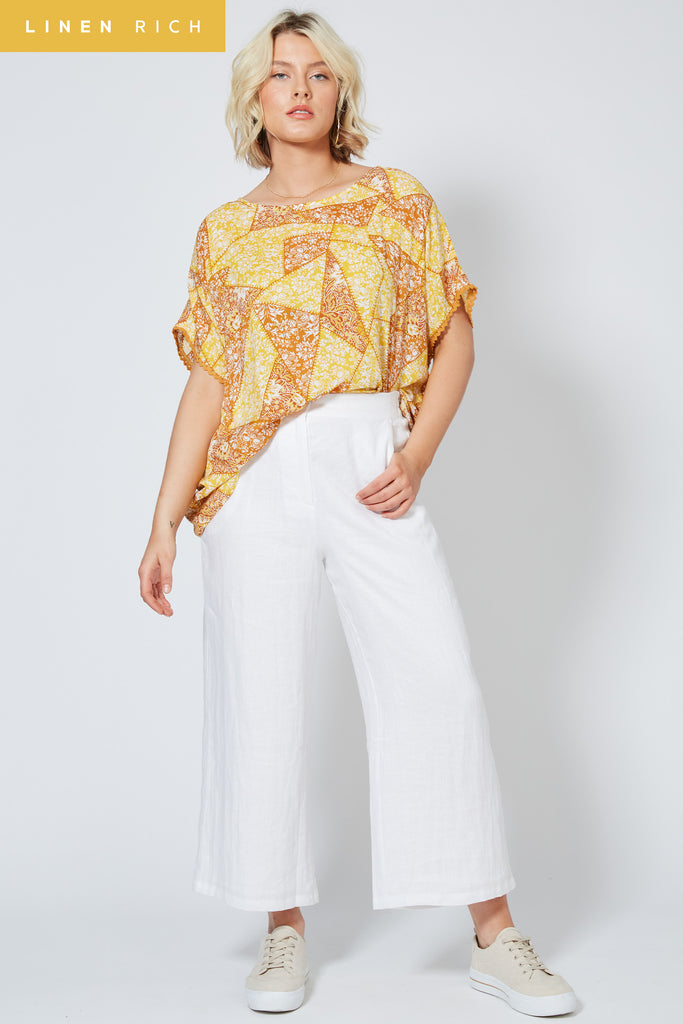 Antillia Crop Pant - Imperial - Isle of Mine Clothing - Pant Relaxed Crop Linen