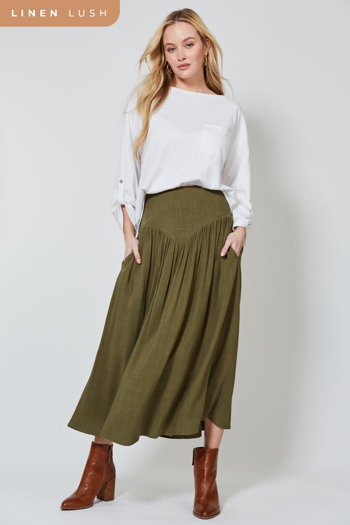 Vera Skirt - Evergreen - Isle of Mine Clothing - Skirt Linen