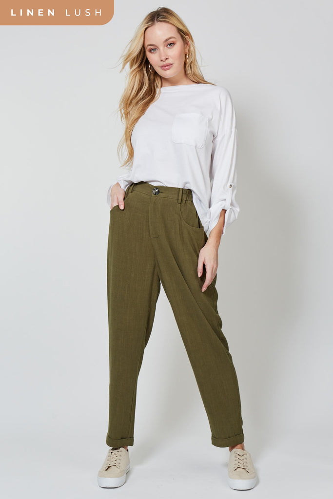 Vera Relaxed Pant - Evergreen - Isle of Mine Clothing - Pant Relaxed Linen