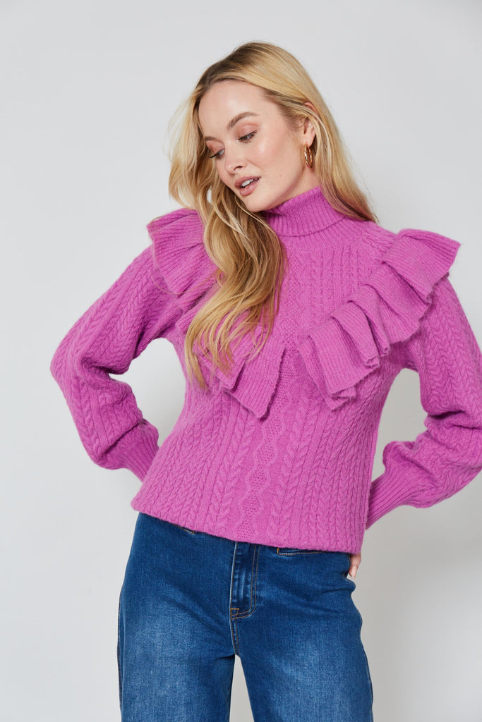 Romy Ruffle Knit - Orchid - Isle of Mine Clothing - Knit Jumper