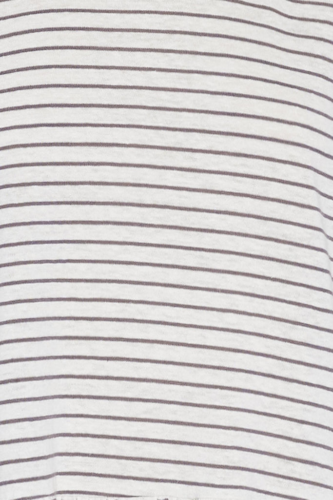 Malala Stripe Tshirt - Dove Stripe - Isle of Mine Clothing - Top L/S Linen